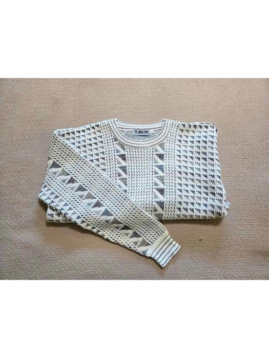 Other - Lavane Sweater L | Geometric Textured Knit Pullover